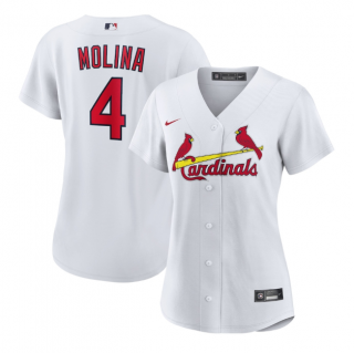 Women's St. Louis Cardinals #4 Yadier Molina White Stitched Baseball Jersey(Run Small)