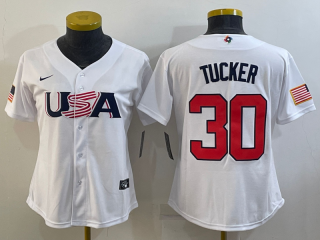 Women's USA Baseball #30 Kyle Tucker 2023 White World Baseball Classic Stitched