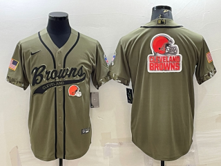 Cleveland Browns Olive 2022 Salute To Service Team Big Logo Cool Base Stitched
