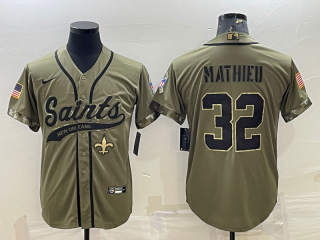 New Orleans Saints #32 Tyrann Mathieu Olive 2022 Salute To Service Cool Base