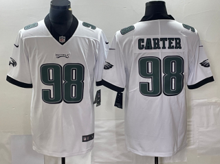 Philadelphia Eagles #98 Jalen Carter White Vapor Limited Stitched Football Jersey