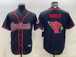 Arizona Cardinals #1 Kyler Murray Black Team Big Logo With Patch Cool Base Stitched