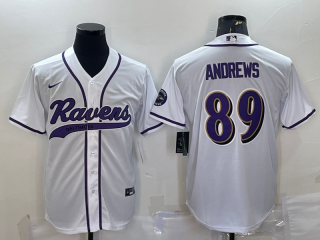 Baltimore Ravens #89 Mark Andrews White With Patch Cool Base Stitched Baseball
