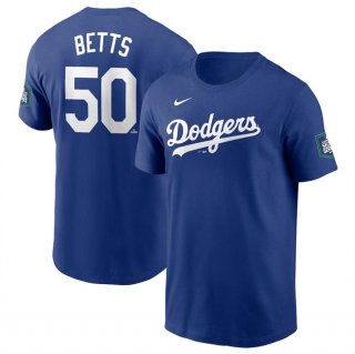 Los Angeles Dodgers #50 Mookie Betts Royal 2024 World Tour Seoul Series Name &