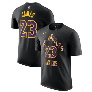 Los Angeles Lakers #23 LeBron James Purple 2023 24 City Edition Name & Number T-