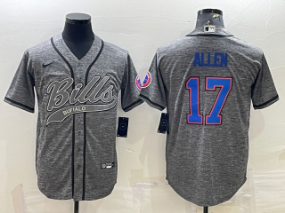 Buffalo Bills #17 Josh Allen Grey With Patch Cool Base Stitched Baseball Jersey