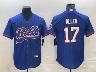 Buffalo Bills #17 Josh Allen Royal With Patch Cool Base Stitched Baseball Jersey