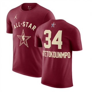 2024 All-Star #34 Giannis Antetokounmpo Crimson T-Shirt