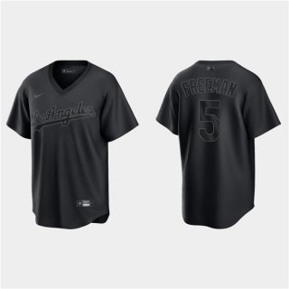 Los Angeles Dodgers #5 Freddie Freeman Black Pitch Black Fashion Replica Stitched