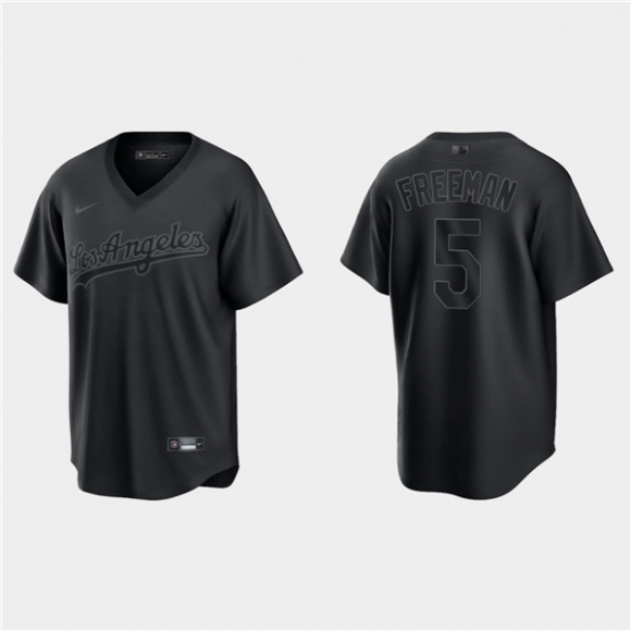 Los Angeles Dodgers #5 Freddie Freeman Black Pitch Black Fashion Replica Stitched