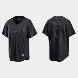 Los Angeles Dodgers #10 Justin Turner Black Pitch Black Fashion Replica Stitched Jersey