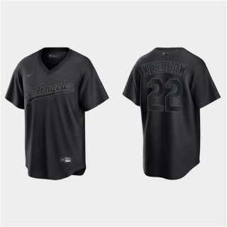 Los Angeles Dodgers #22 Clayton Kershaw Black Pitch Black Fashion Replica Stitched