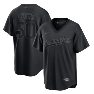 Los Angeles Dodgers #50 Mookie Betts Black Pitch Black Fashion Replica Stitched Jersey