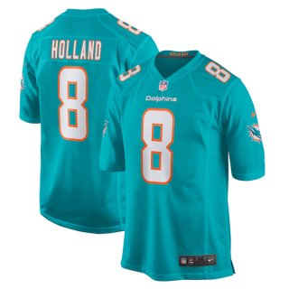 Miami Dolphins #8 Jevon Holland Aqua Stitched Football Game Jersey