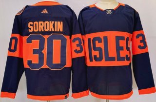 New York Islanders #30 Ilya Sorokin Navy 2024 With Stadium Series Patch Stitched