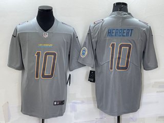 Los Angeles Chargers #10 Justin Herbert Gray With Patch Atmosphere Fashion Stitched