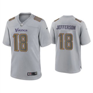 Minnesota Vikings #18 Justin Jefferson Gray Atmosphere Fashion Stitched
