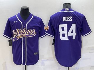 Minnesota Vikings #84 Randy Moss Purple With Patch Cool Base Stitched Baseball
