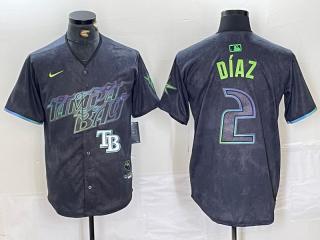 Tampa Bay Rays #2 Yandy Díaz Charcoal 2024 City Connect Limited Stitched Baseball Jersey 2