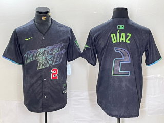 Tampa Bay Rays #2 Yandy Díaz Charcoal 2024 City Connect Limited Stitched Baseball Jersey 3