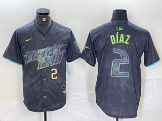 Tampa Bay Rays #2 Yandy Díaz Charcoal 2024 City Connect Limited Stitched Baseball Jersey 4