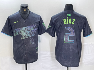 Tampa Bay Rays #2 Yandy Díaz Charcoal 2024 City Connect Limited Stitched Baseball Jersey 5