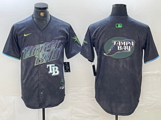 Tampa Bay Rays Blank Charcoal 2024 City Connect Limited Stitched Baseball Jersey 5