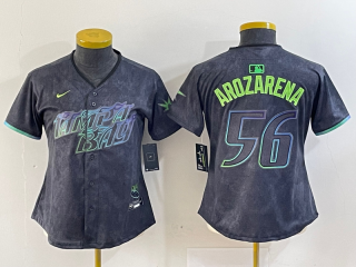 Women Tampa Bay Rays #56 Randy Arozarena Charcoal 2024 City Connect Limited Stitched