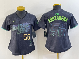 Women Tampa Bay Rays #56 Randy Arozarena Charcoal 2024 City Connect Limited Stitched 7