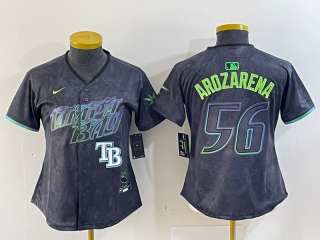 Women Tampa Bay Rays #56 Randy Arozarena Charcoal 2024 City Connect Limited Stitched 8