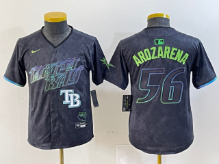 Youth Tampa Bay Rays #56 Randy Arozarena Charcoal 2024 City Connect Limited Stitched 2