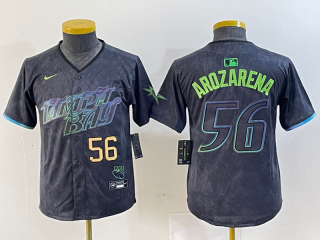 Youth Tampa Bay Rays #56 Randy Arozarena Charcoal 2024 City Connect Limited Stitched 5