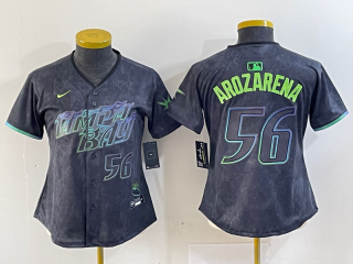 Youth Tampa Bay Rays #56 Randy Arozarena Charcoal 2024 City Connect Limited Stitched 6