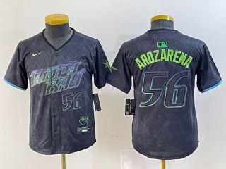 Youth Tampa Bay Rays #56 Randy Arozarena Charcoal 2024 City Connect Limited Stitched4