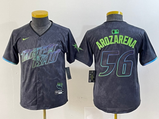 Youth Tampa Bay Rays #56 Randy Arozarena Charcoal 2024 City Connect Limited Stitched (2)
