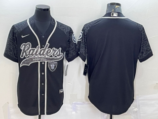 Las Vegas Raiders Blank Black Reflective With Patch Cool Base Stitched Baseball Jersey