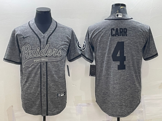 Las Vegas Raiders #4 Derek Carr Grey With Patch Cool Base Stitched Baseball Jersey