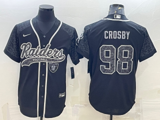 Las Vegas Raiders #98 Maxx Crosby Black Reflective With Patch Cool Base Stitched