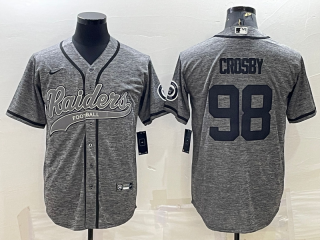 Las Vegas Raiders #98 Maxx Crosby Grey With Patch Cool Base Stitched Baseball