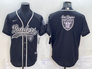 Las Vegas Raiders Black Reflective Team Big Logo With Patch Cool Base Stitched