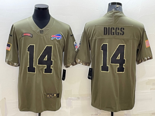 Buffalo Bills #14 Stefon Diggs 2022 Olive Salute To Service Limited Stitched Jersey