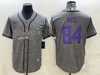 Minnesota Vikings #84 Randy Moss Grey With Patch Cool Base Stitched Baseball