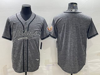 Minnesota Vikings Blank Grey With Patch Cool Base Stitched Baseball Jersey