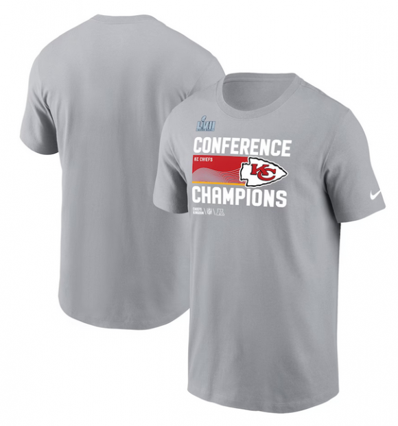 Kansas City Chiefs Gray 2022 AFC Champions Locker Room Trophy Collection T-Shirt