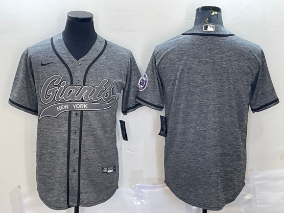 New York Giants Blank Grey With Patch Cool Base Stitched Baseball Jersey