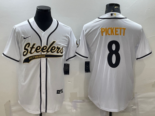 Pittsburgh Steelers #8 Kenny Pickett White With Patch Cool Base Stitched Baseball