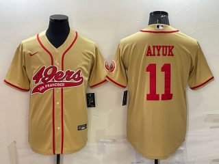 San Francisco 49ers #11 Brandon Aiyuk Gold With Patch Cool Base Stitched Baseball