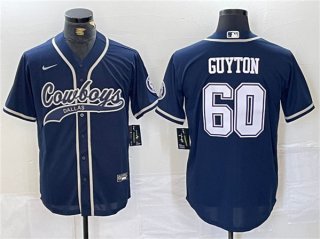Dallas Cowboys #60 Tyler Guyton Navy Cool Base Baseball Stitched Jersey