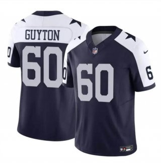 Dallas Cowboys #60 Tyler Guyton Navy White 2024 Draft F.U.S.E Thanksgiving Vapor