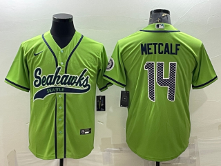 Seattle Seahawks #14 DK Metcalf Green With Patch Cool Base Stitched Baseball Jersey